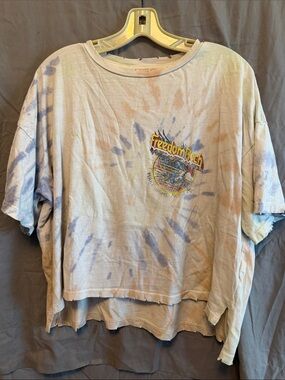 rebels Tie-Dye Crop Top with Freedom Rock Graphic - Blue, Peach
